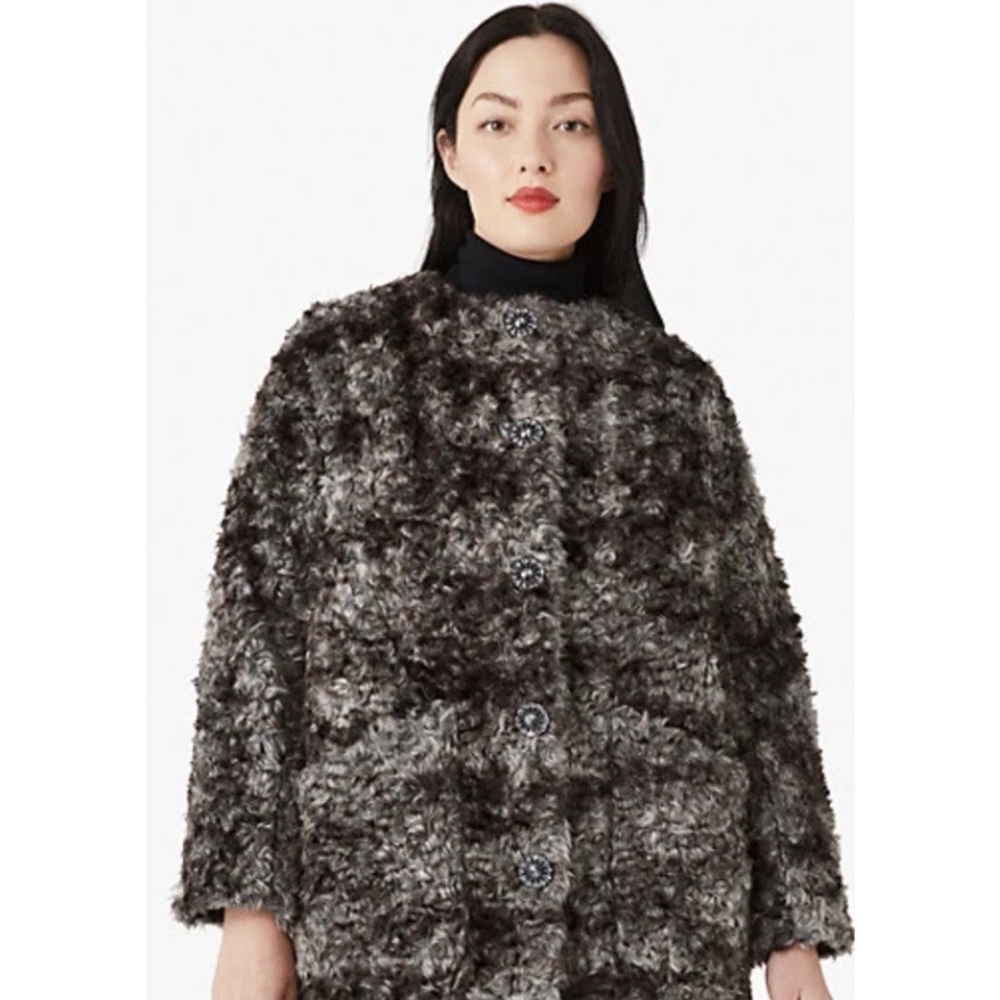 Kate Spade Black and Gray Teddy Jacket size XL NWT GORGEOUS